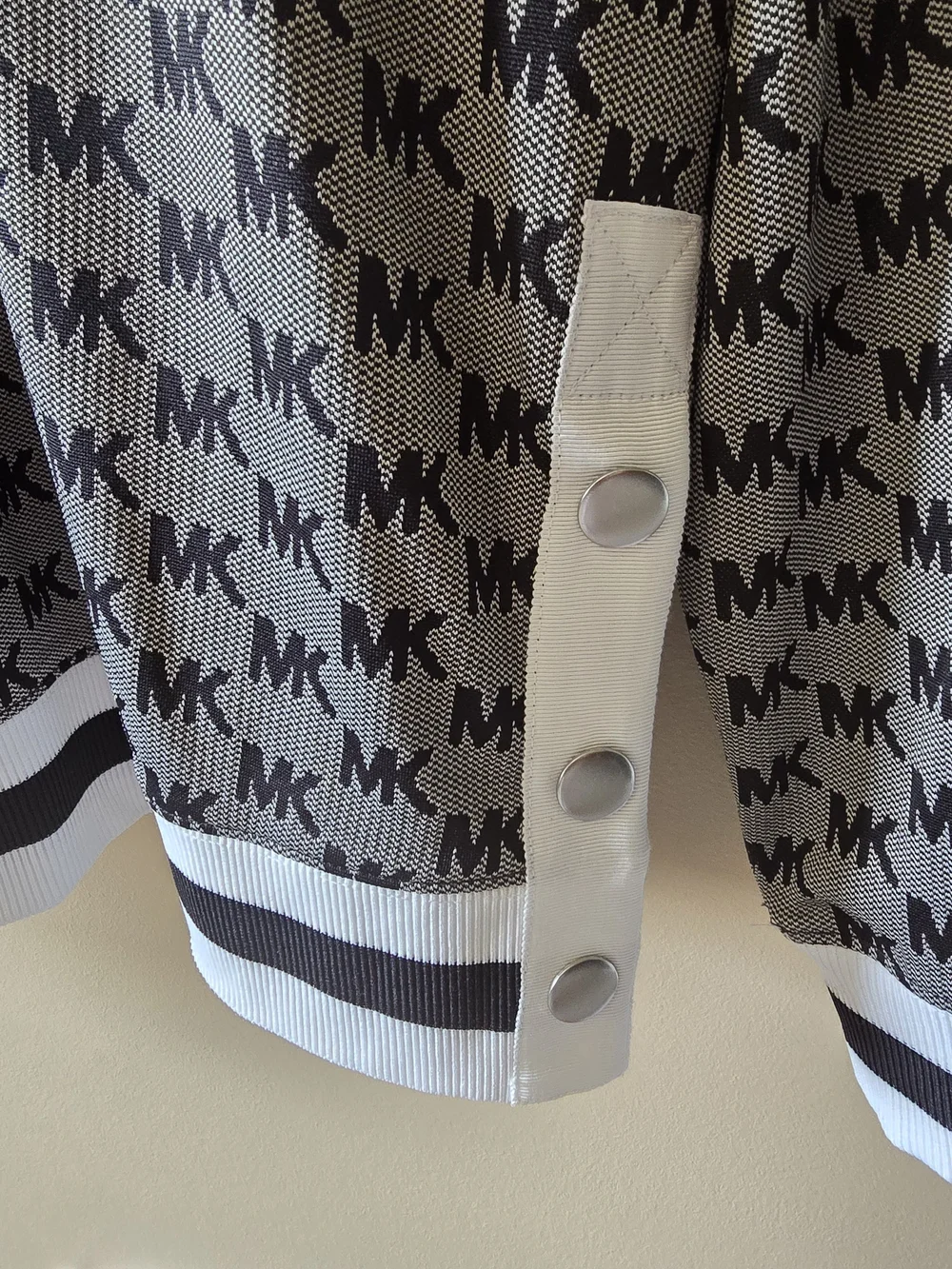 Michael Kors Black & White Monogram Half-Zip Pullover